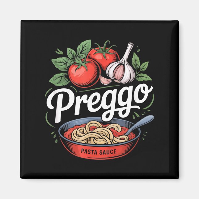 Graviditet Meddelande Prego Pasta Sås Rolig Pre Magnet (Framsidan)