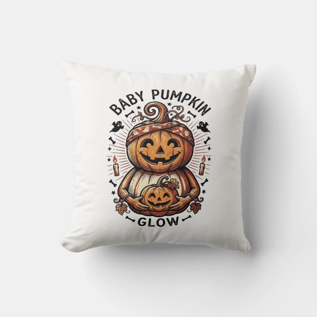 Graviditet Pumpa Tröja Vintage Halloween Mage De Kudde (Framsida)