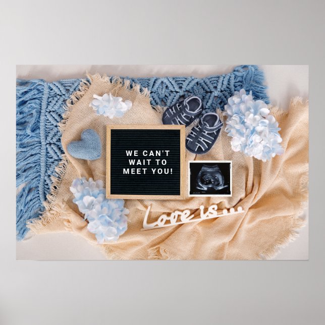 Graviditetsannonsering Baby Välkomstkort, Kön Poster (Framsidan)