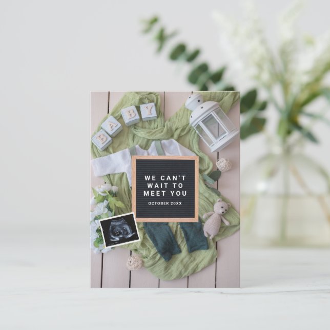 Graviditetsannonsering Baby Välkomstkort, Kön Vykort (Stående Fram)