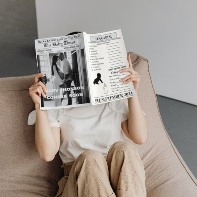 Graviditetsannonsering i tidningsformat  Baby Show Inbjudan (Skapare uppladdad)