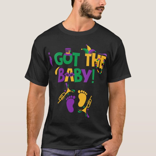 Graviditetsannonsering Mardi Gras T Shirt (Framsida)