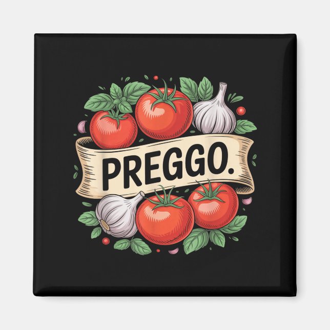 Graviditetsannonsering Prego Pasta sås Rolig Pre Magnet (Framsidan)