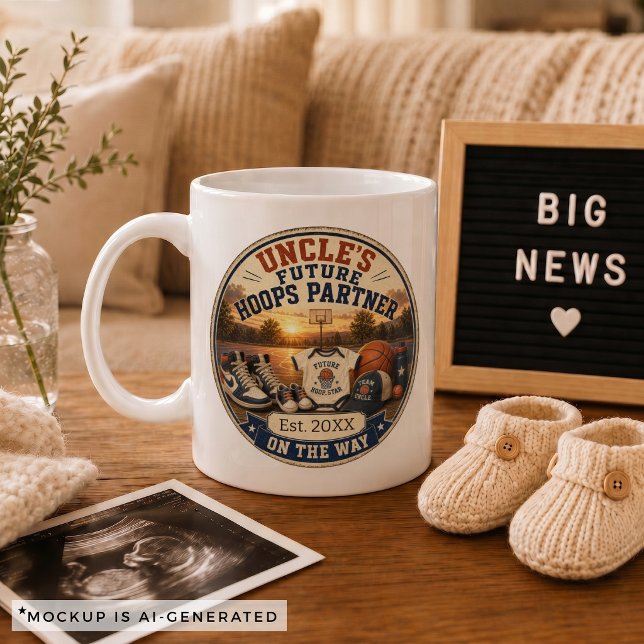 Graviditetspresent för farbror Basket Kaffemugg (Pregnancy Announcement Gift for Uncle Basketball Coffee Mug)