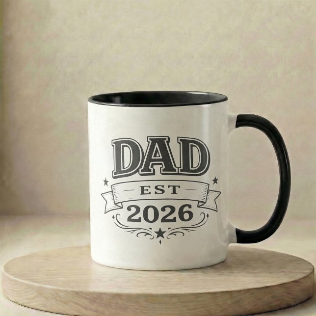 Graviditetspresent För Pappa Est 2026 Mugg (Pregnancy Announcement Gift Dad Est 2026 Mug)