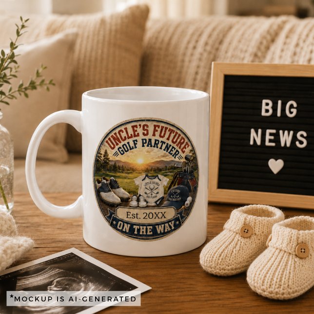Graviditetspresent till farbror Golf Kaffemugg (Pregnancy Announcement Gift for Uncle Golf Coffee Mug)