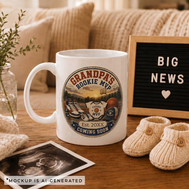 Graviditetspresent till farfar Basket Kaffemugg (Pregnancy Announcement Gift for Grandpa Basketball Coffee Mug)