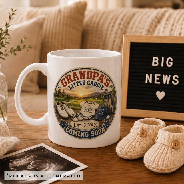 Graviditetspresent till farfar golf kaffemugg (Pregnancy Announcement Gift for Grandpa Golf Coffee Mug)
