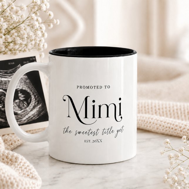 Graviditetspresent till Mimi Två-Tonad Mugg (Pregnancy Announcement Gift for Mimi Two-Tone Coffee Mug)