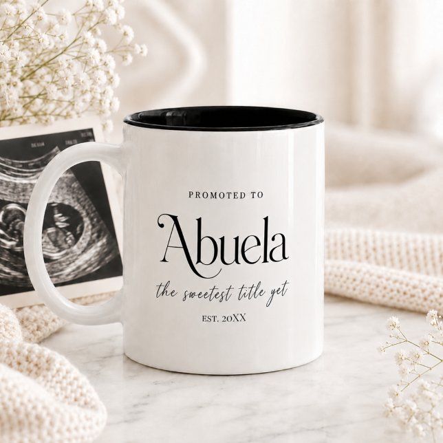 Graviditetspresent till Mormor/ Farmor Två-Tonad Mugg (Pregnancy Announcement Gift for Abuela Two-Tone Coffee Mug)