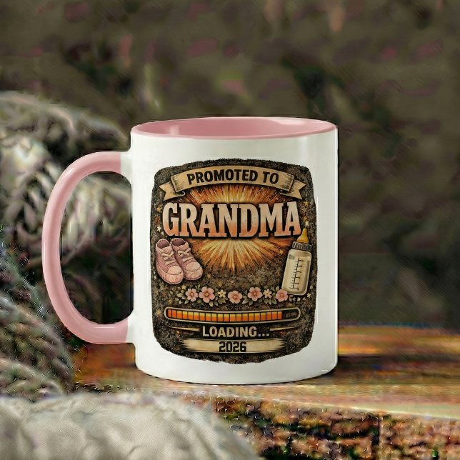 Graviditetspresent till mormor Två-Tonad mugg (Pregnancy Announcement Gift for Grandma Two-Tone Coffee Mug)