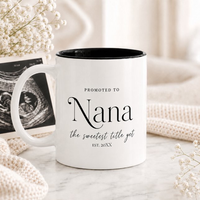 Graviditetspresent till Mormor Två-Tonad Mugg (Pregnancy Announcement Gift for Nana Two-Tone Coffee Mug)