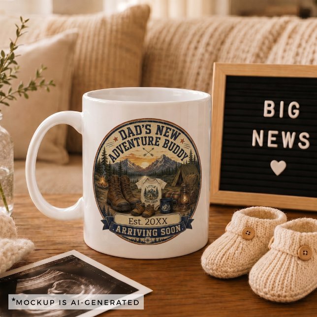 Graviditetspresent till pappa som campar kaffemugg (Pregnancy Announcement Gift for Dad Camping Coffee Mug)