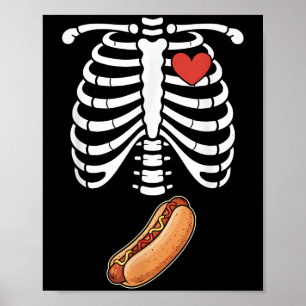 Graviditetsskelett Hotdog Buk Bump Revben Bur Hall Poster