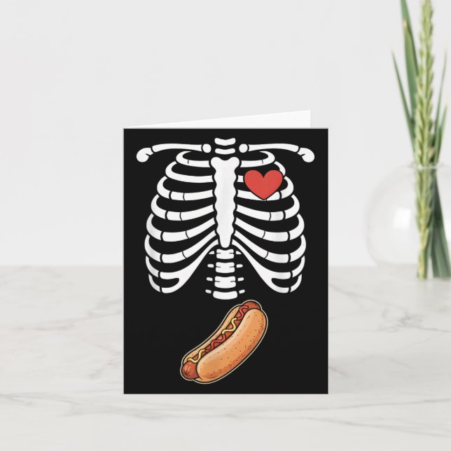 Graviditetsskelett Hotdog Buk Bump Revben Hallowee Kort (Framsida)