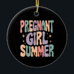 Graviditetsuppenbarelse Gravid Flickas Sommar Baby Julgransprydnad Keramik<br><div class="desc">Graviditetsuppenbarelse Gravid Flickas Sommar Babyshower</div>