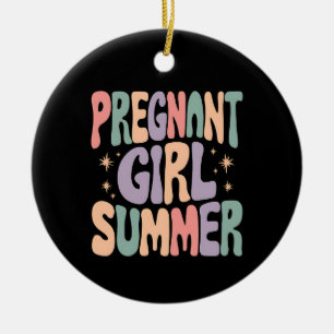 Graviditetsuppenbarelse Gravid Flickas Sommar Baby Julgransprydnad Keramik