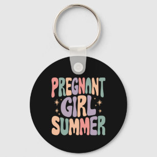 Graviditetsuppenbarelse Gravid Flickas Sommar Baby Nyckelring