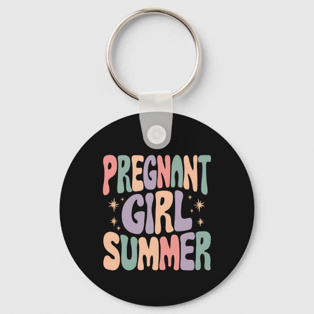Graviditetsuppenbarelse Gravid Flickas Sommar Baby Nyckelring (Framsida)