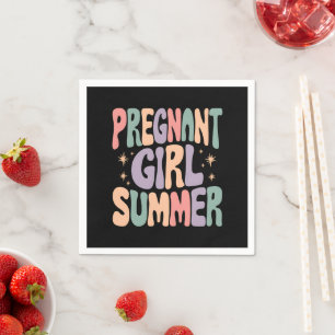 Graviditetsuppenbarelse Gravid Flickas Sommar Baby Pappersservett