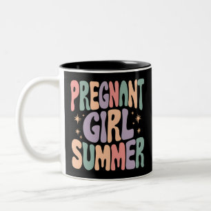 Graviditetsuppenbarelse Gravid Flickas Sommar Baby Två-Tonad Mugg