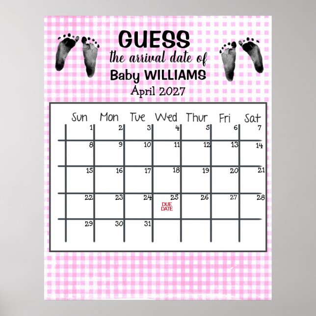 Gravidkalender Baby Footprints Affisch (Framsidan)