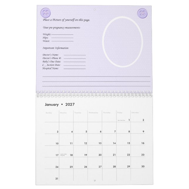 Gravidkalender Kalender (Jan 2027)
