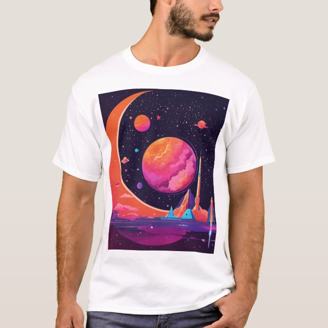Gravitation & Magnetism i rymden – Futuristisk vet T Shirt (Framsida)