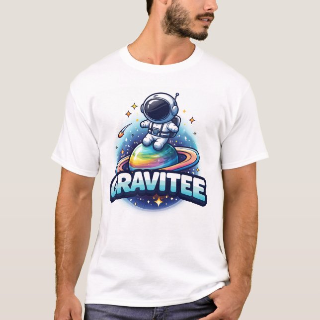 GRAVITEE Dabbing Astronaut Rymd Galax T-Shirt (Framsida)