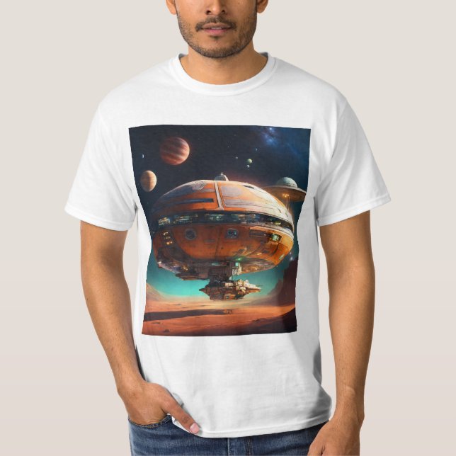 Gravity-Defying Astronaut T-Shirt Design (Framsida)