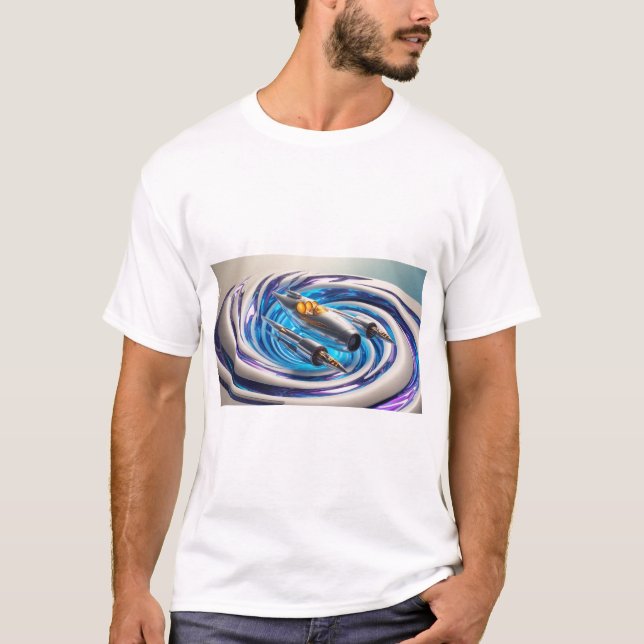 "Gravity pull: Spaceship in a Gravity well T-Shirt (Framsida)
