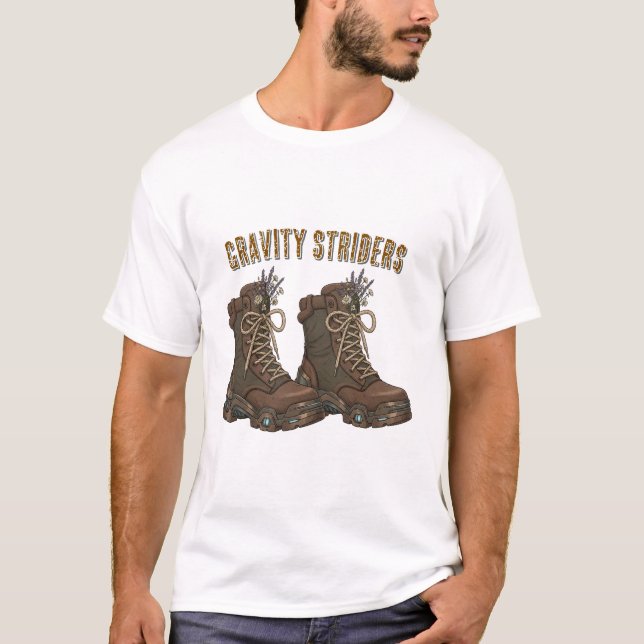 Gravity Striders hiking boots design T-Shirt | out (Framsida)