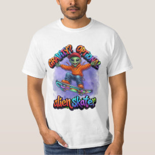 Gravity Valfri Alien Skater Hoverboard Rymd Konst T Shirt