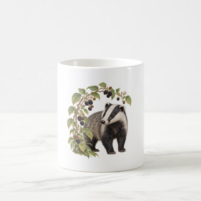 Grävling bredvid björnbärssnår kaffemugg (Center)