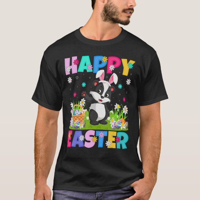 Grävling   Glad påskharen Grävling påsksöndag T Shirt (Framsida)
