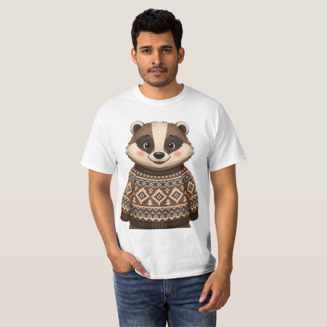Grävling i en tröja t-shirt (Hel framsida)