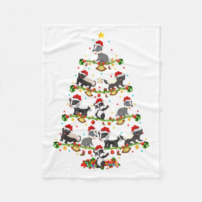 Grävling Ljus Xmas Tomte Grävling Julgran  Fleecefilt (Framsidan)