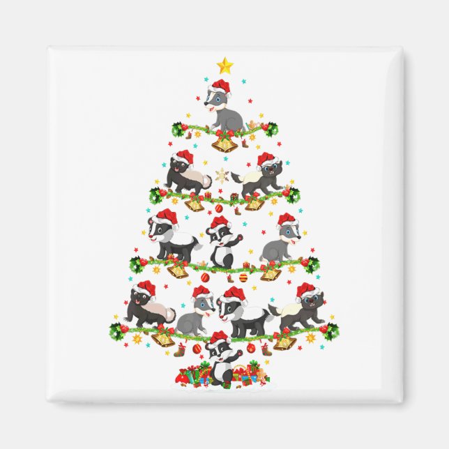 Grävling Ljus Xmas Tomte Grävling Julgran  Magnet (Framsidan)