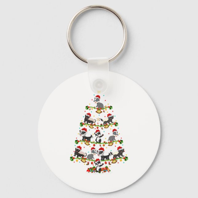 Grävling Ljus Xmas Tomte Grävling Julgran  Nyckelring (Framsida)