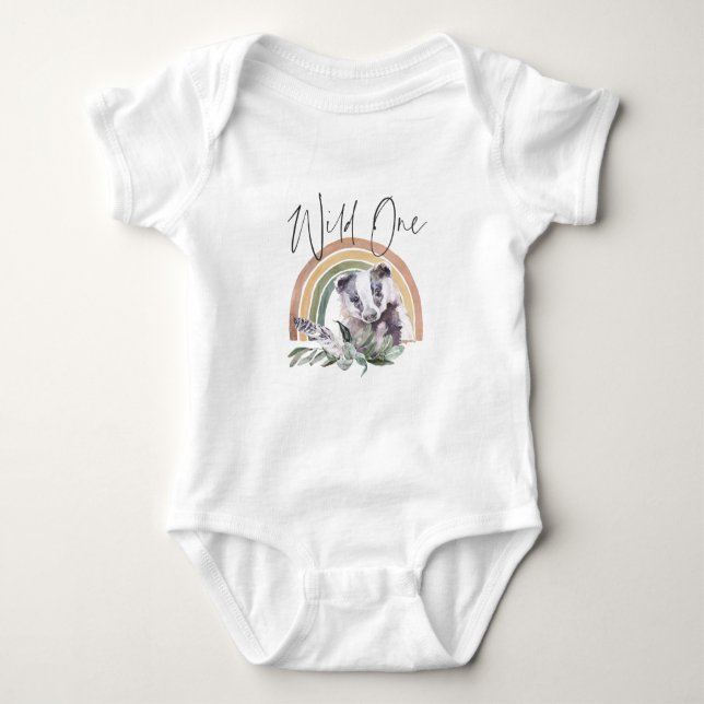 Grävling | Skogsdjur 1-års födelsedag T Shirt (Framsida)
