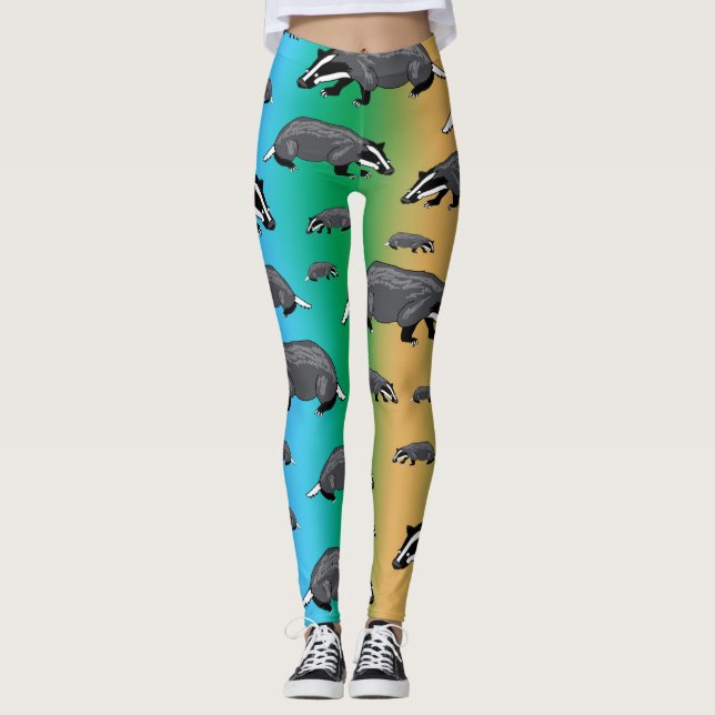 Grävling Tecknade Leggings (Framsida)