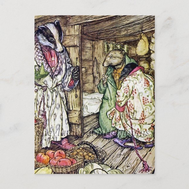 “Grävlingens hus” av Arthur Rackham Vykort (Framsida)