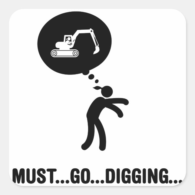 grävmaskin fyrkantigt klistermärke (Framsida)