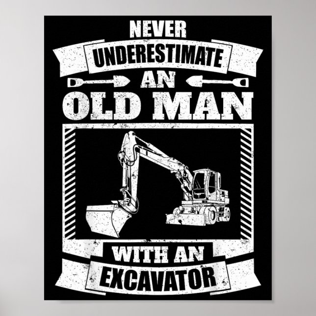 Grävmaskin Tröja Rolig Backhoe Poster (Framsidan)
