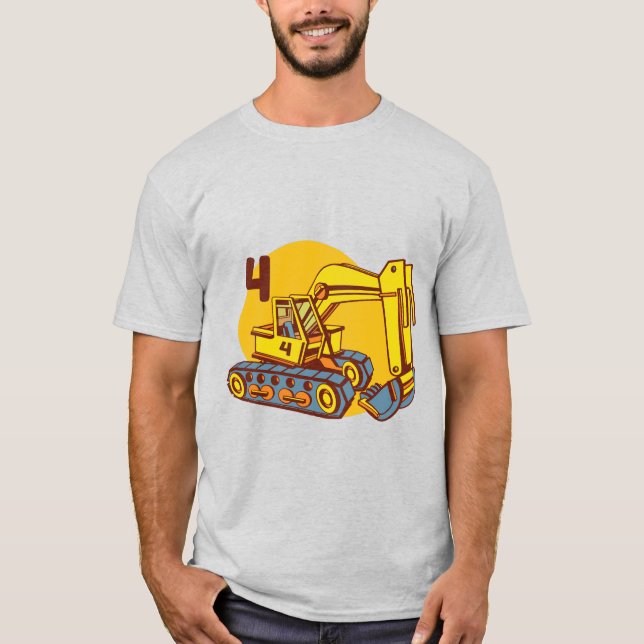 Grävmaskiner för kute och Gult T Shirt (Framsida)