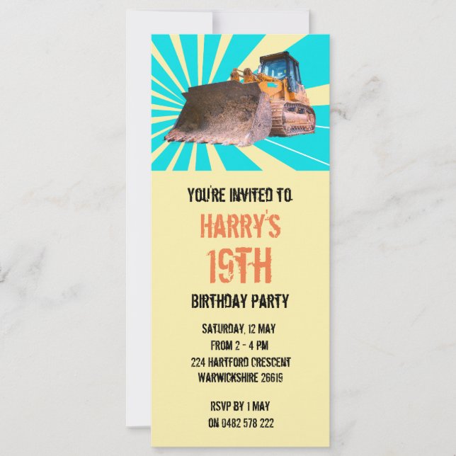 Grävmaskiner Inbjudningar (Framsida)