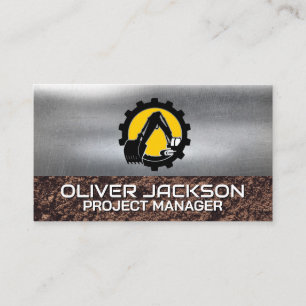 Grävning Builder-Logotyp Metallisk Visitkort