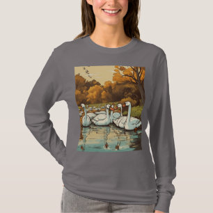 Gravous Svan Family in Flight Sticker T Shirt