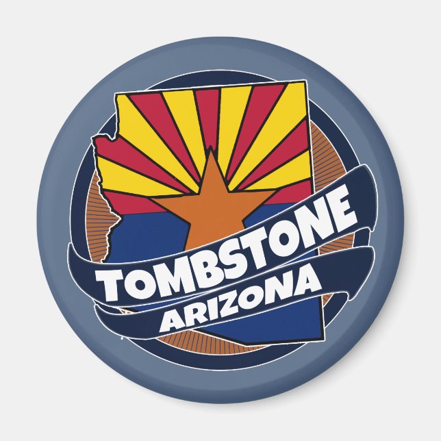 Gravsten Arizona flagga burst magnet (Framsidan)