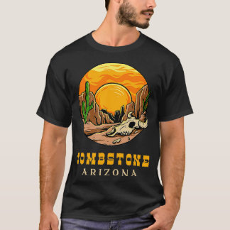 Gravsten Arizona Retro Cactus och Sol TShirt T Shirt